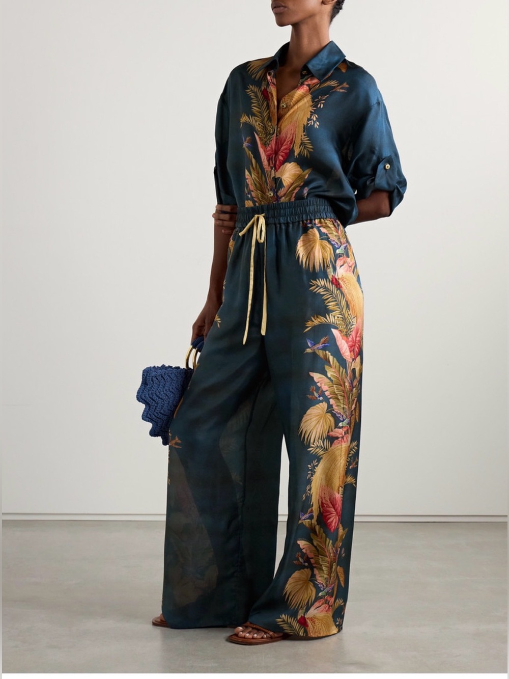 Zimmermann Ascension Floral Silk Wide-Leg Pants